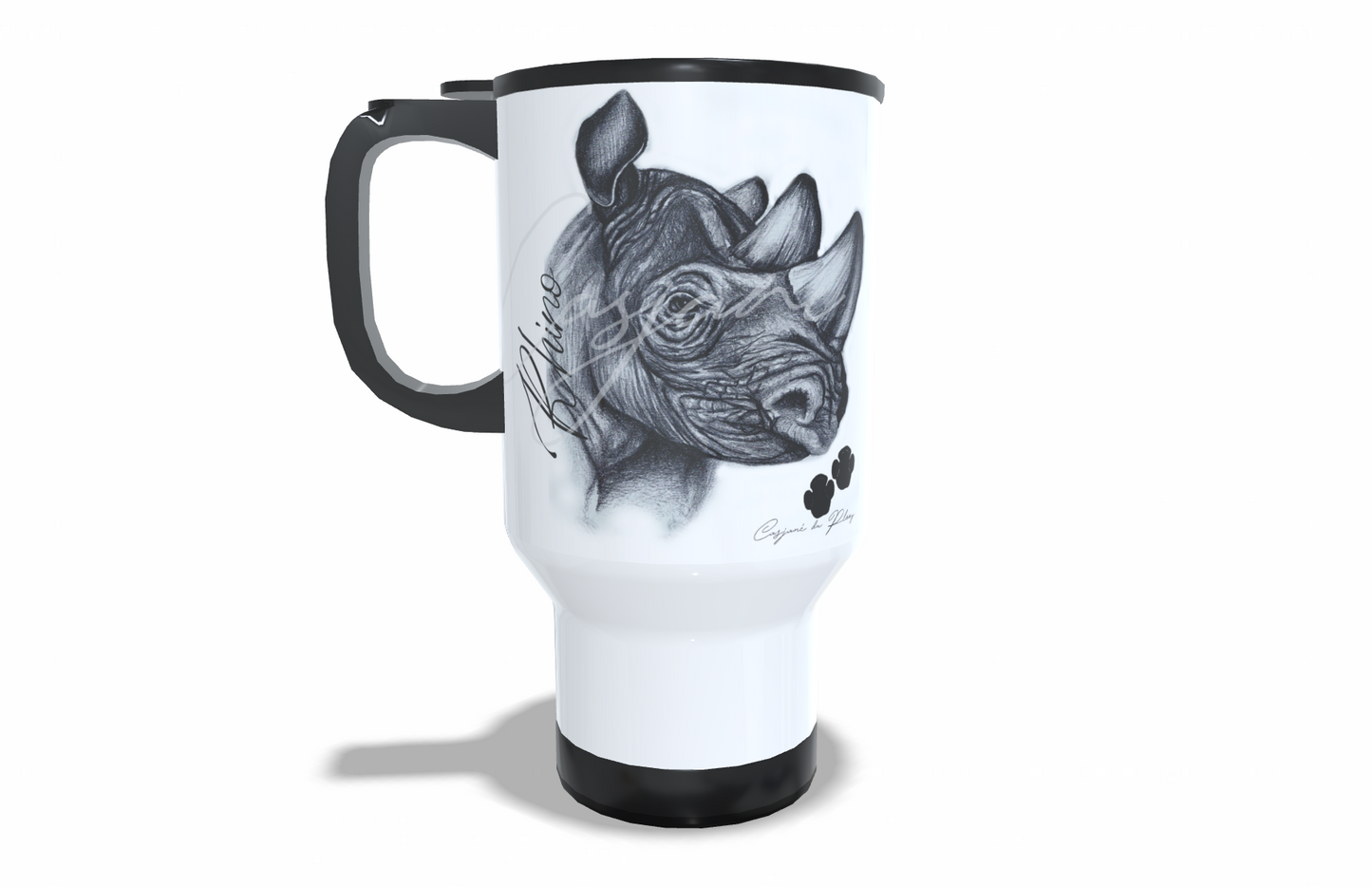 Rhino Stainless Steel Travel Mug - Casjané du Plooy Art