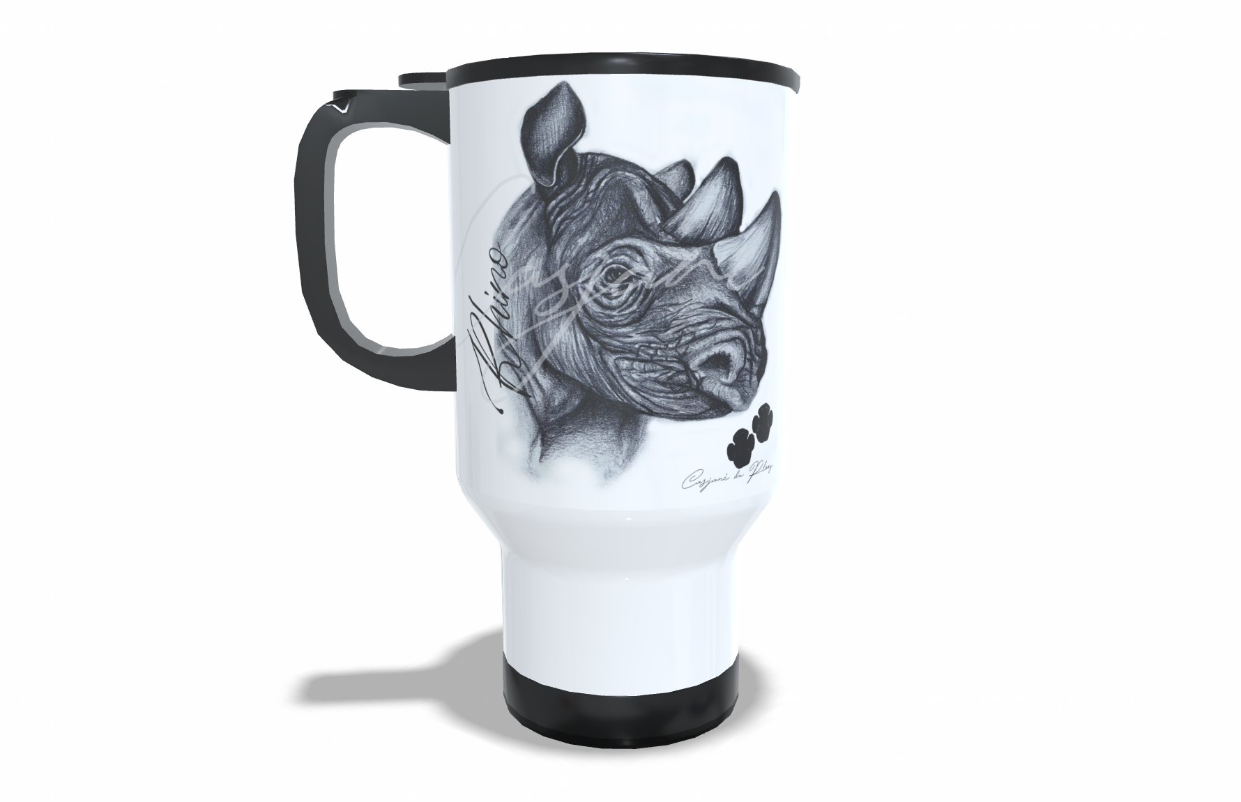 Rhino Stainless Steel Travel Mug - Casjané du Plooy Art