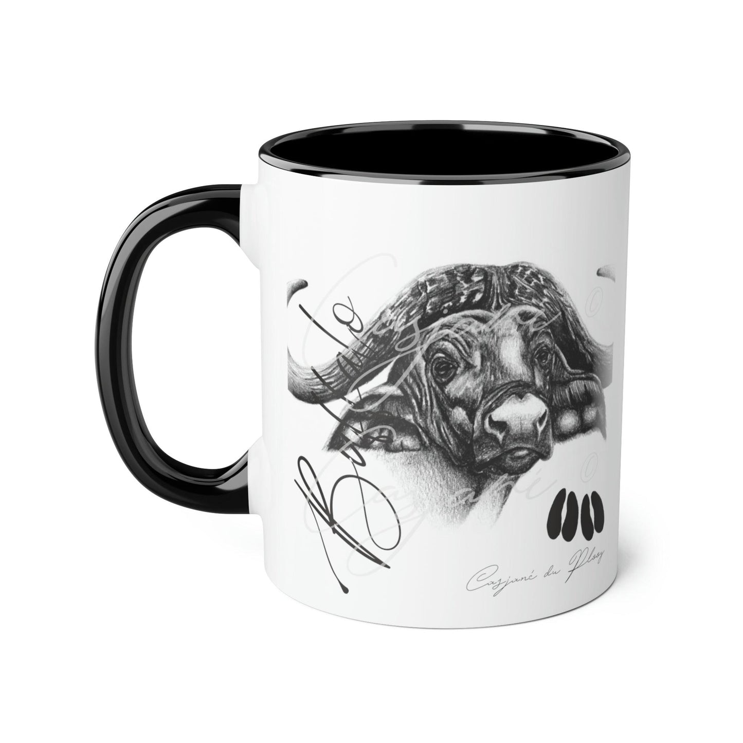Buffalo Ceramic Coffee Mug - Casjané du Plooy Art