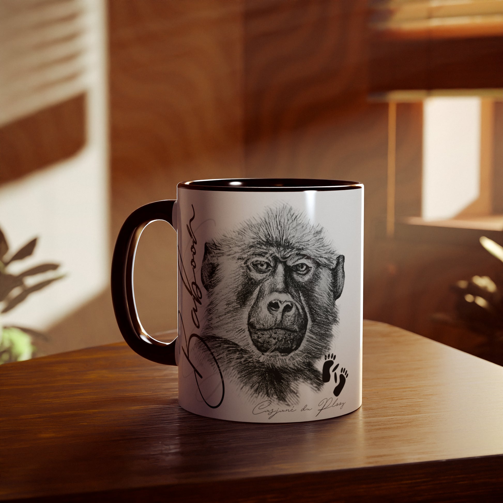 Baboon Ceramic Coffee Mug - Casjané du Plooy Art
