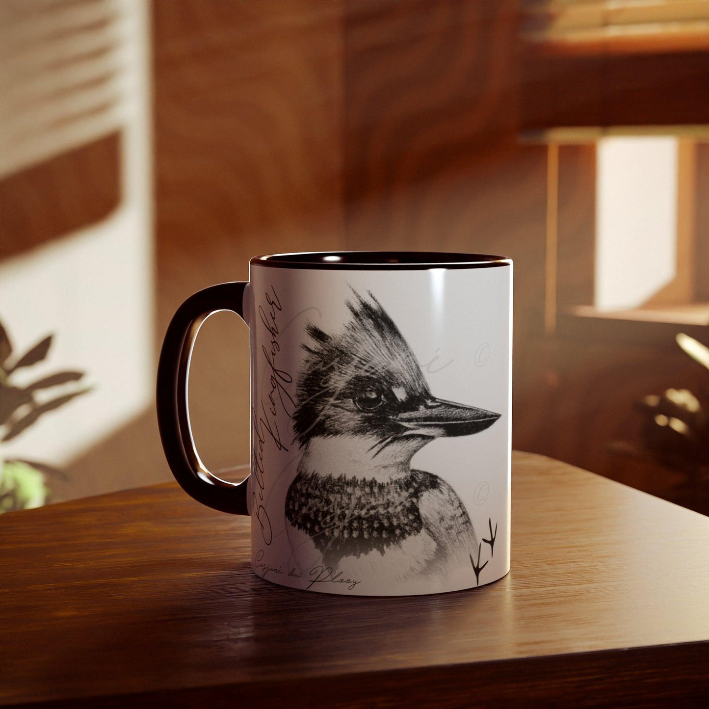 Belted Kingfisher Ceramic Coffee Mug - Casjané du Plooy Art
