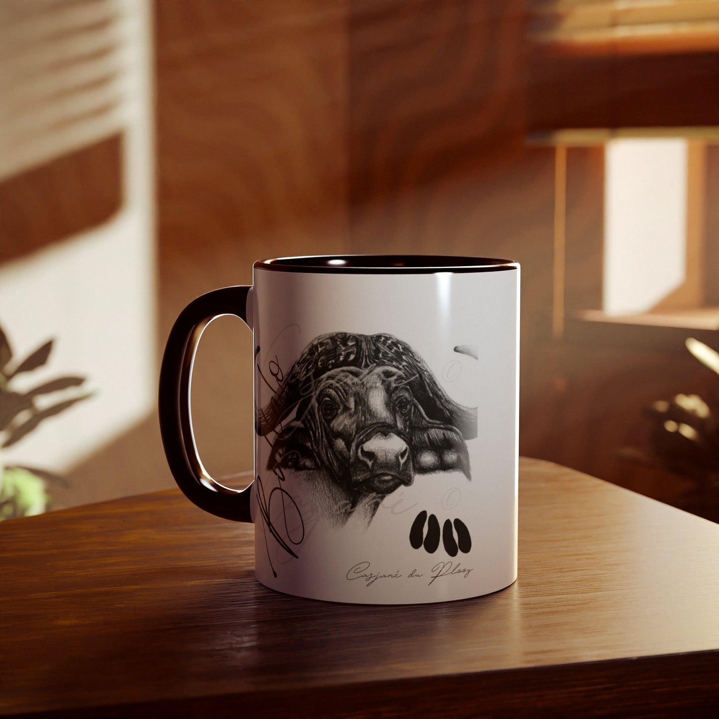 Buffalo Ceramic Coffee Mug - Casjané du Plooy Art
