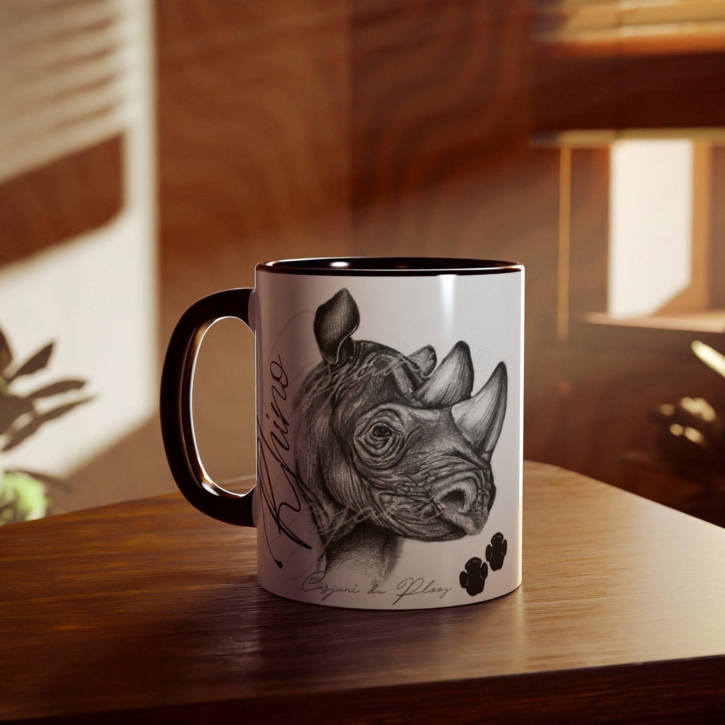 Rhino Ceramic Coffee Mug - Casjané du Plooy Art