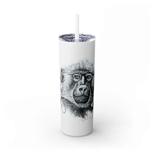 Baboon 20oz Skinny Tumbler - Casjané du Plooy Art