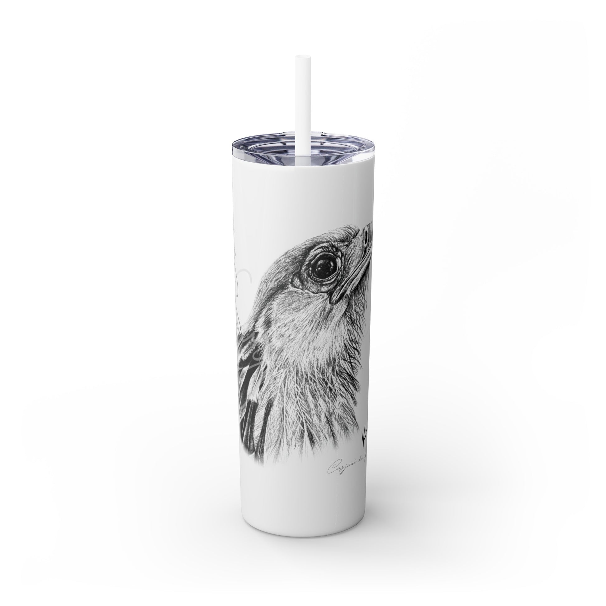 Secretary bird 20oz Skinny Tumbler - Casjané du Plooy Art