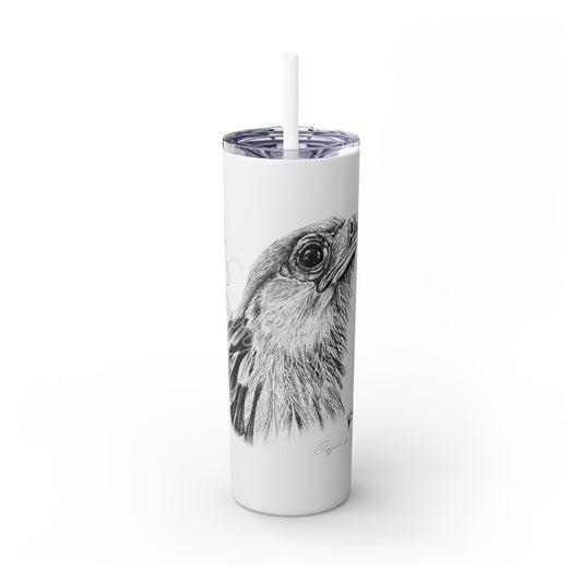 Secretary bird 20oz Skinny Tumbler - Casjané du Plooy Art