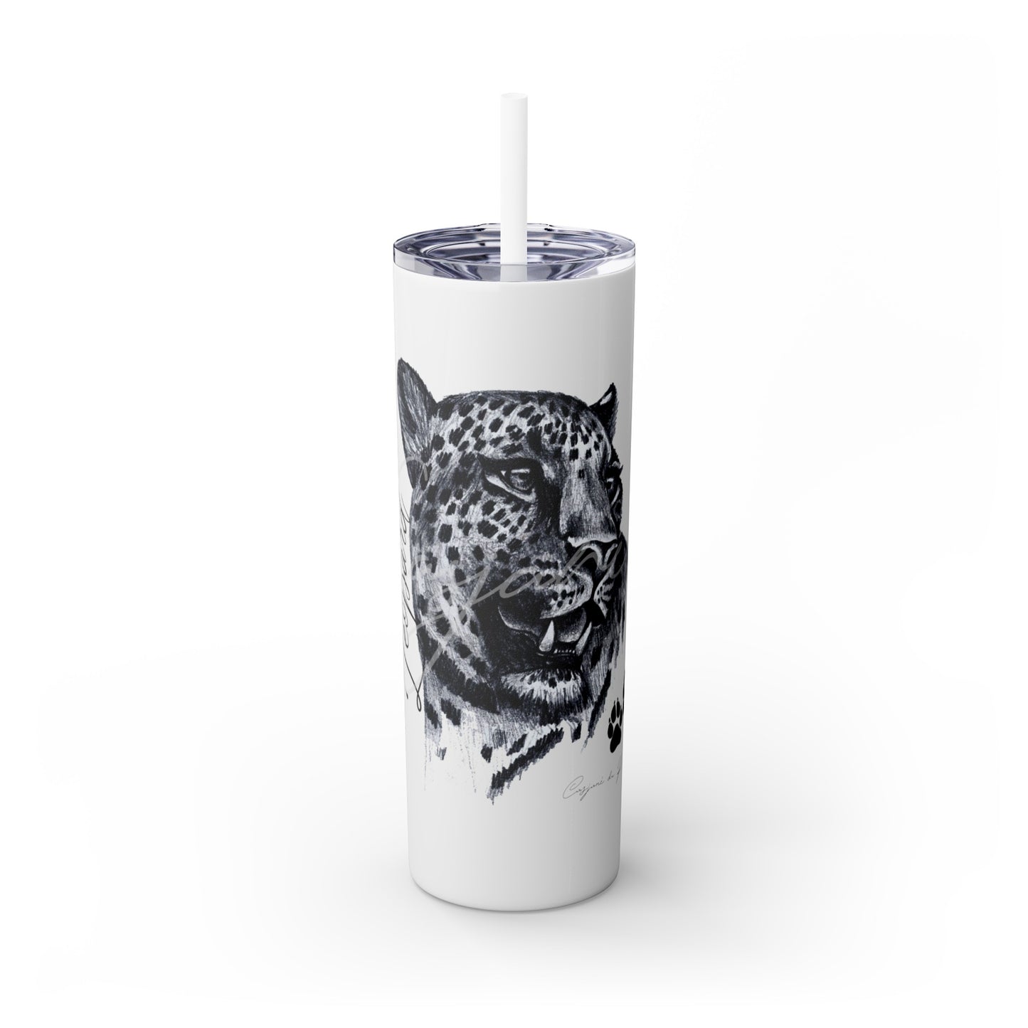 Leopard 20oz Skinny Tumbler - Casjané du Plooy Art