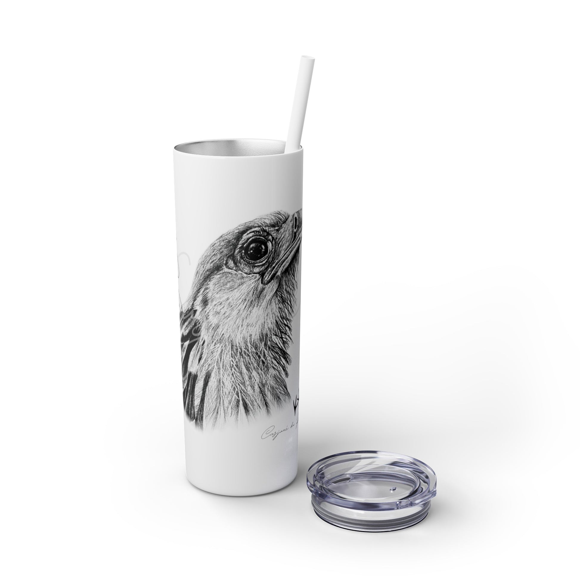 Secretary bird 20oz Skinny Tumbler - Casjané du Plooy Art