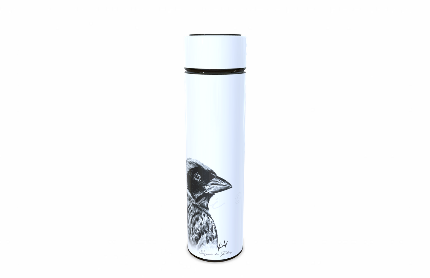 African masked weaver 450ml Thermal flasks right view - Hand-Drawn by Casjané du plooy Art