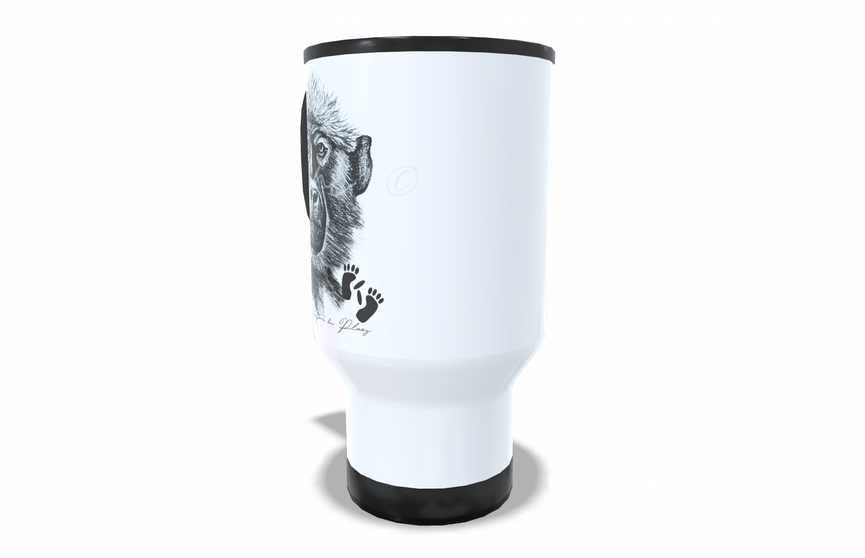 Baboon 20oz Stainless Steel Tumbler right view hand-drawn by Casjane du plooy art