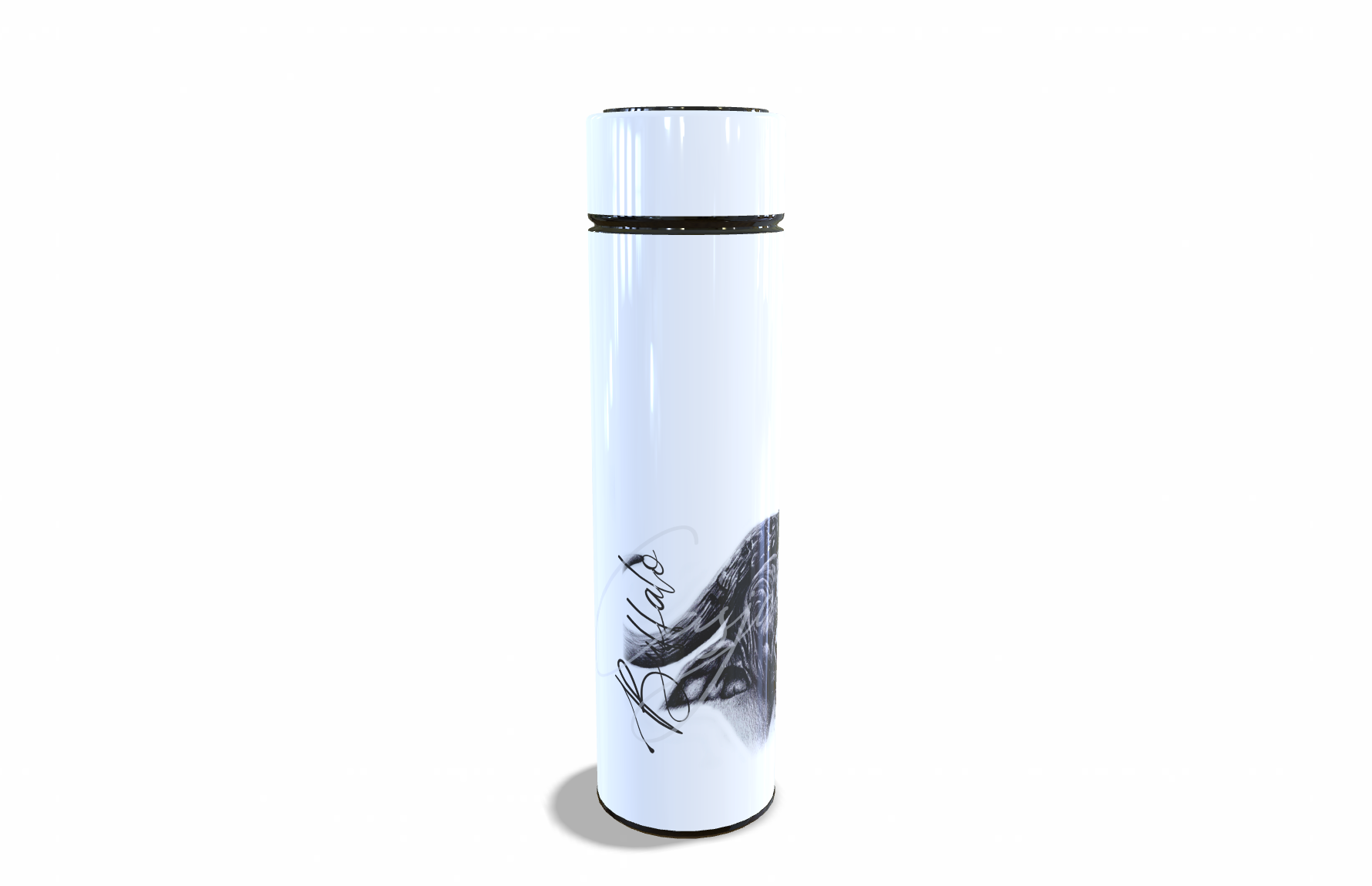 Buffalo 450ml Thermal flasks left view - Hand-Drawn by Casjané du plooy Art
