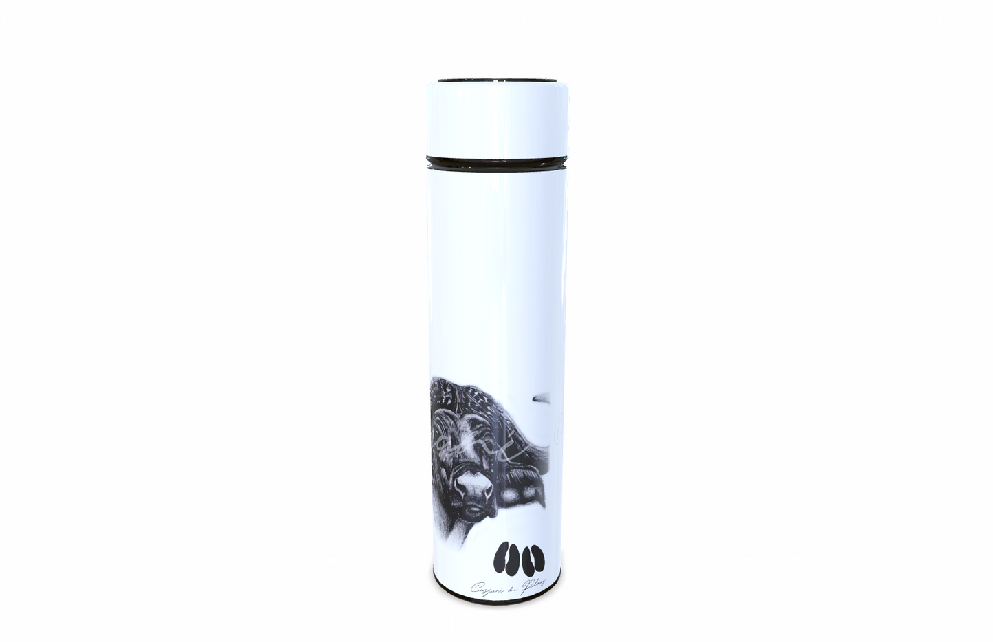 Buffalo 450ml Thermal flasks right view - Hand-Drawn by Casjané du plooy Art