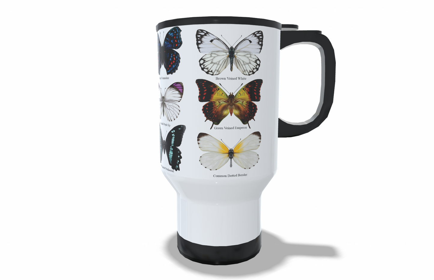 Butterfly Stainless Steel Travel Mug right view - Hand-Drawn by Casjané du Plooy Art