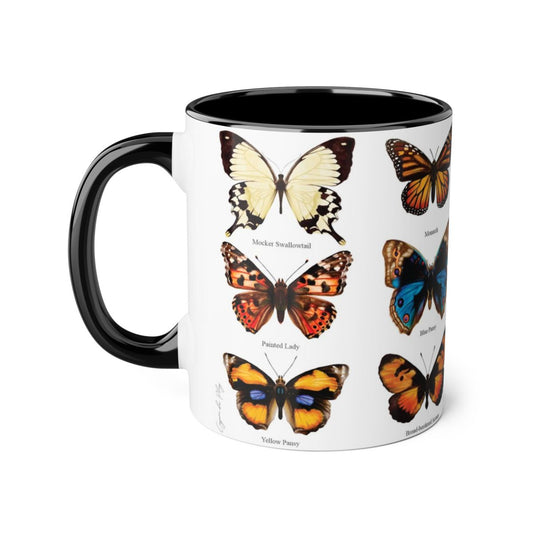 Butterfly ceramic coffee mug left view - hand-drawn by Casjané du plooy art