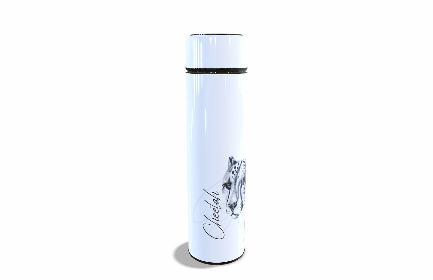 Cheetah 450ml Thermal flasks left view - Hand-Drawn by Casjané du plooy Art