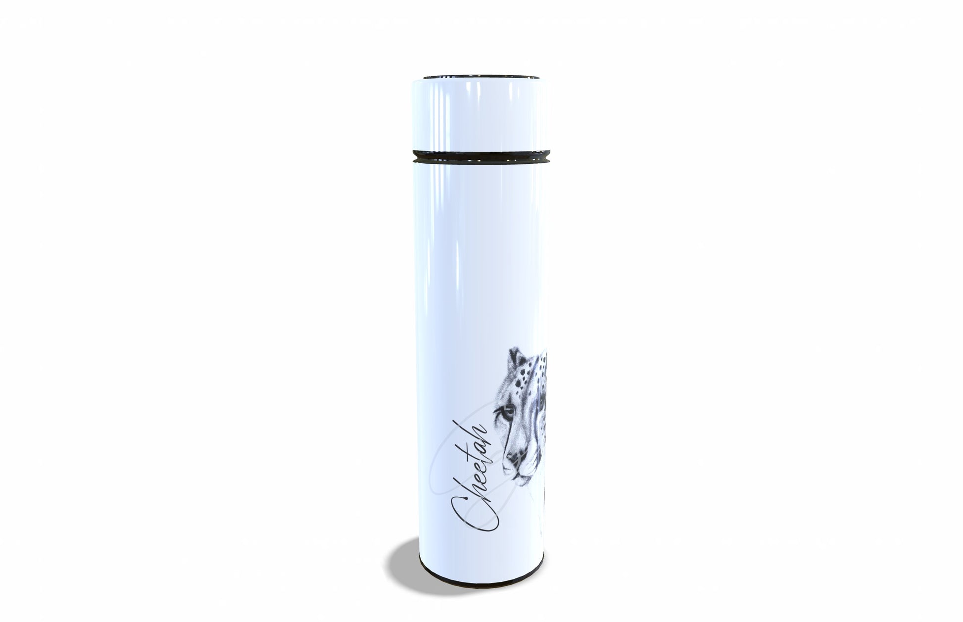 Cheetah 450ml Thermal flasks left view - Hand-Drawn by Casjané du plooy Art