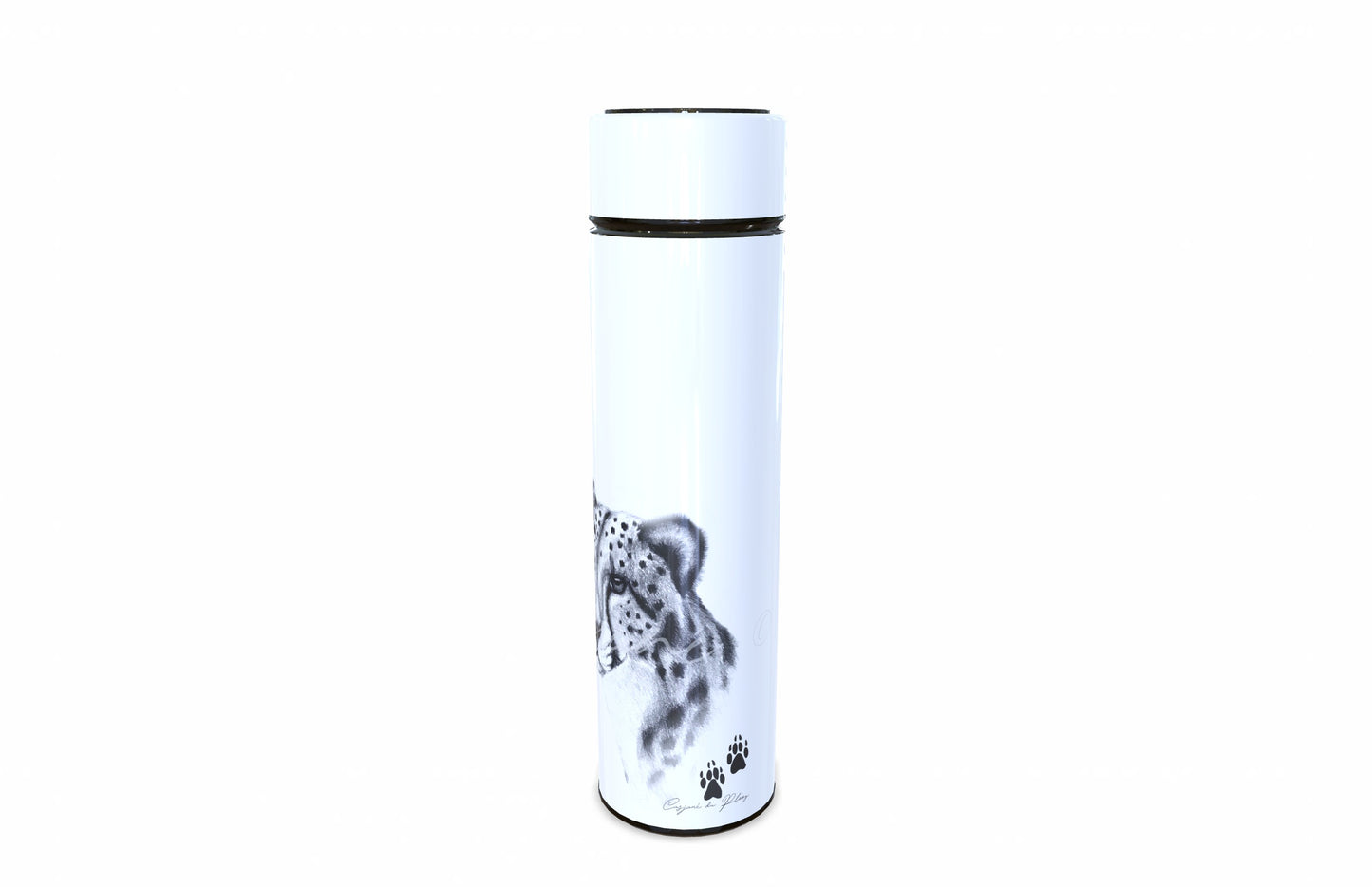 Cheetah 450ml Thermal flasks right view - Hand-Drawn by Casjané du plooy Art