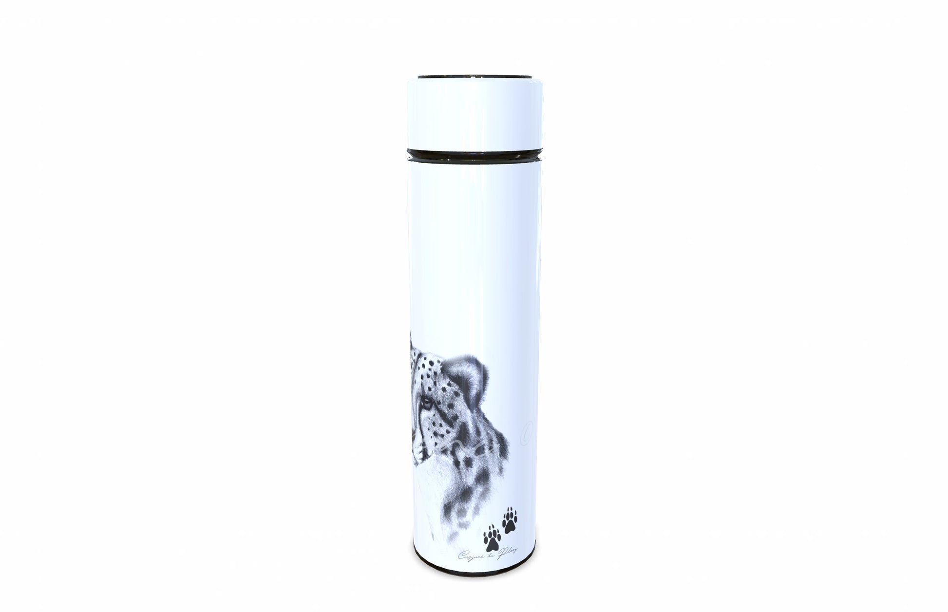 Cheetah 450ml Thermal flasks right view - Hand-Drawn by Casjané du plooy Art