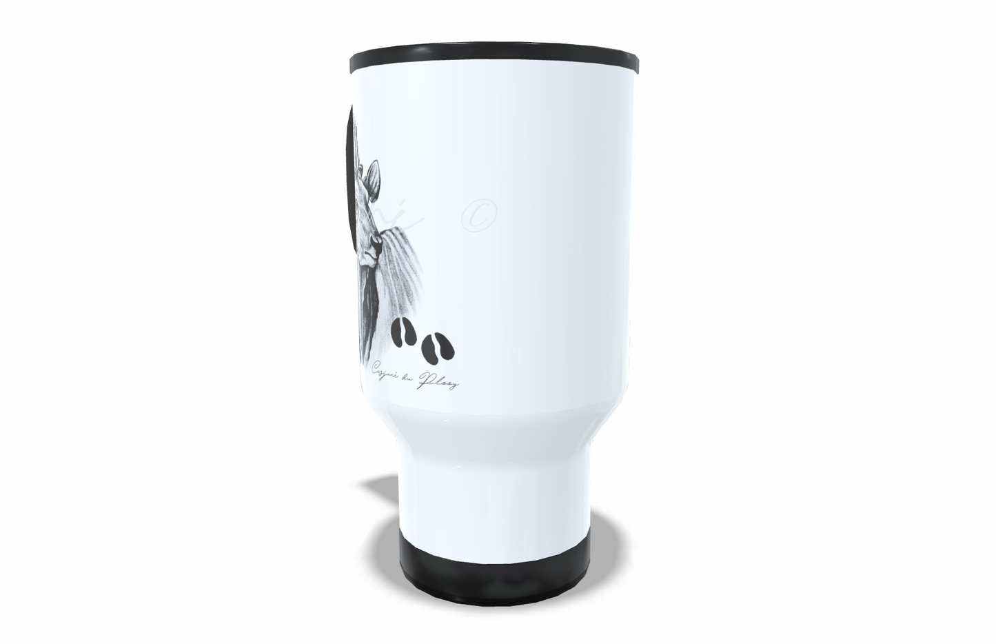 Eland Stainless Steel Travel Mug right view - Hand-Drawn by Casjané du Plooy Art