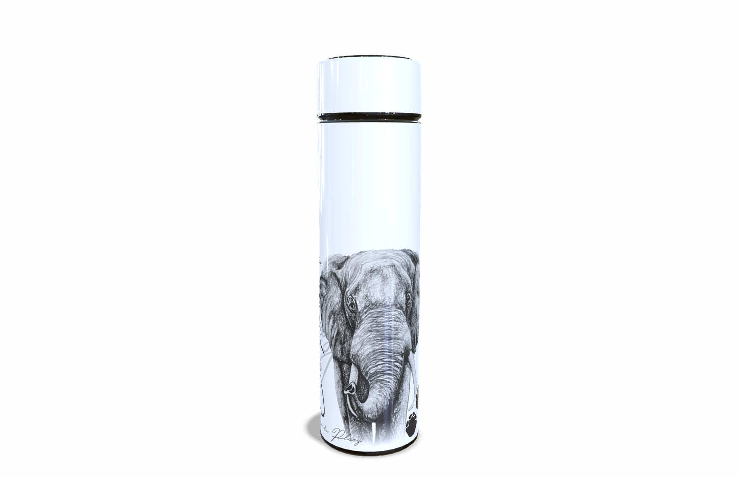 Elepgant 450ml Thermal flasks front view - Hand-Drawn by Casjané du plooy Art
