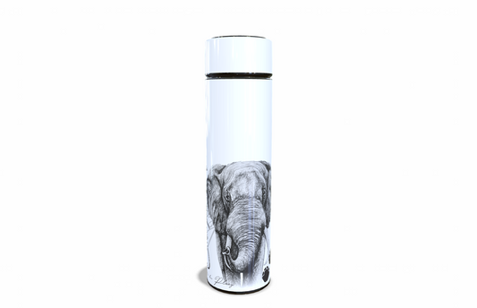 Elepgant 450ml Thermal flasks front view - Hand-Drawn by Casjané du plooy Art