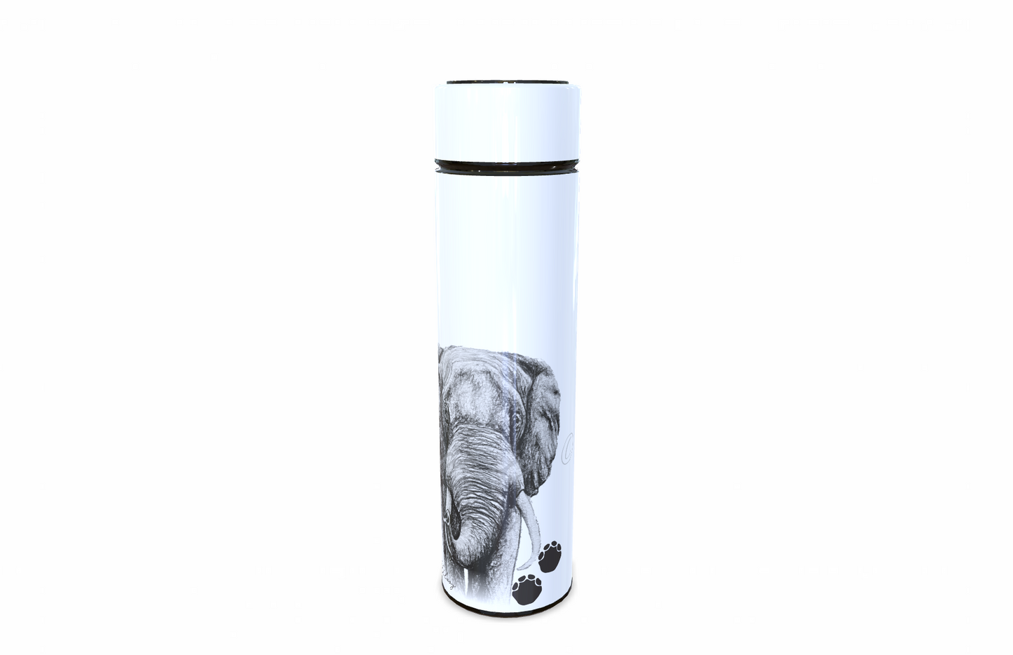 Elephant 450ml Thermal flasks right view - Hand-Drawn by Casjané du plooy Art