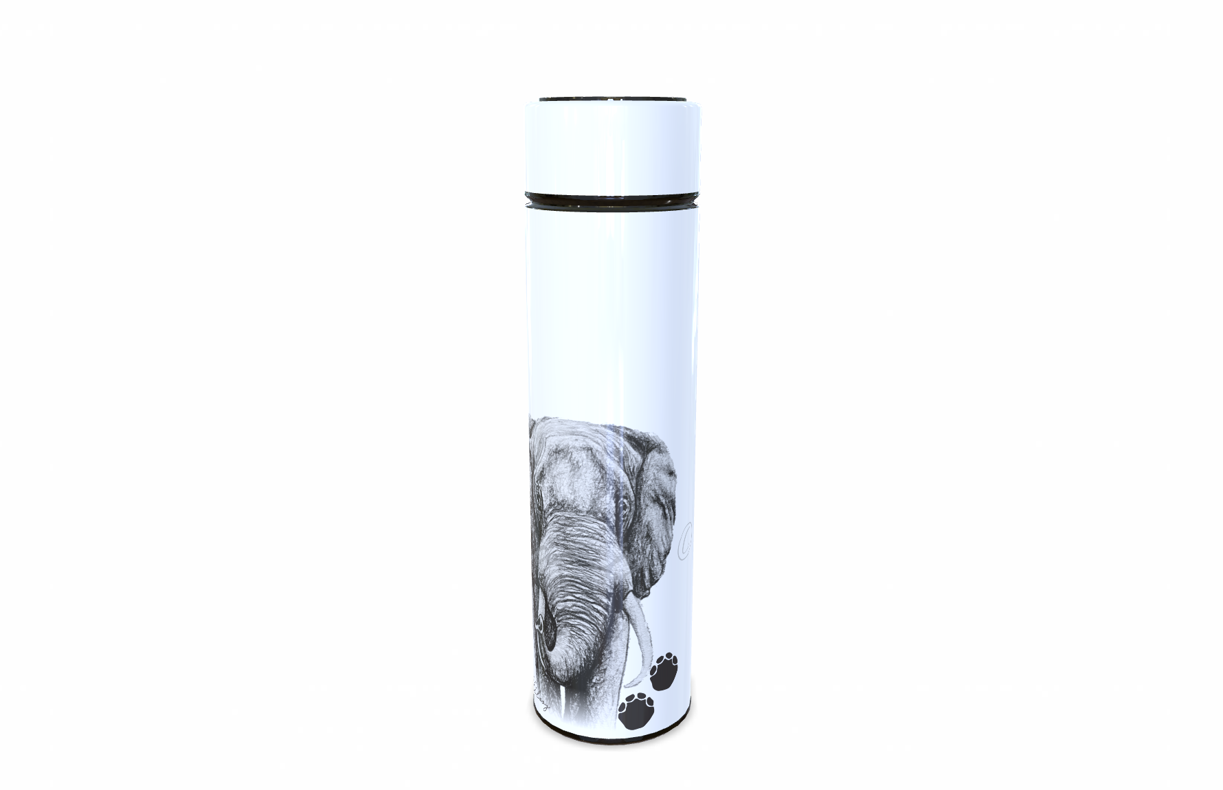 Elephant 450ml Thermal flasks right view - Hand-Drawn by Casjané du plooy Art