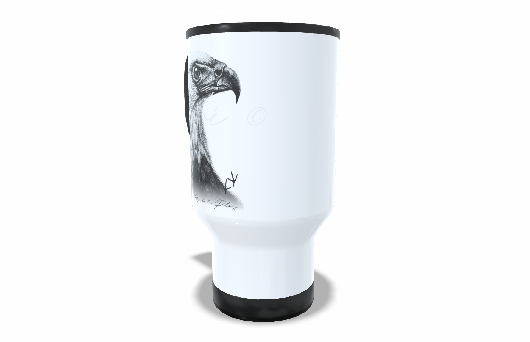 Fish eagle Stainless Steel Travel Mug right view - Hand-Drawn by Casjané du Plooy Art
