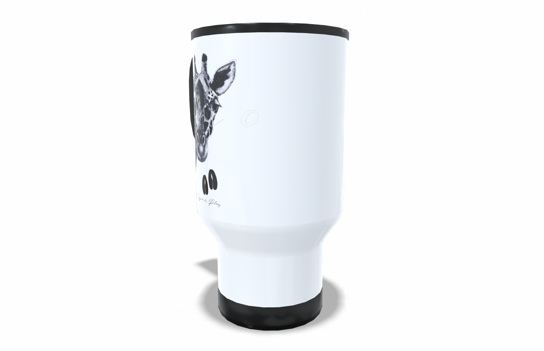 Giraffe Stainless Steel Travel Mug right view - Hand-Drawn by Casjané du Plooy Art