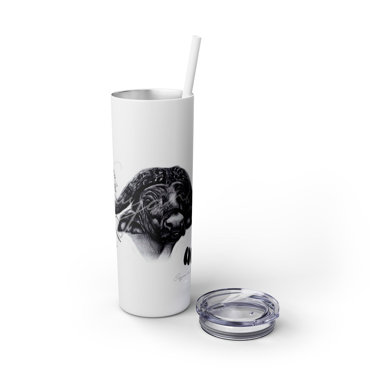 Hand sketched buffalo 20oz tumbler from front
