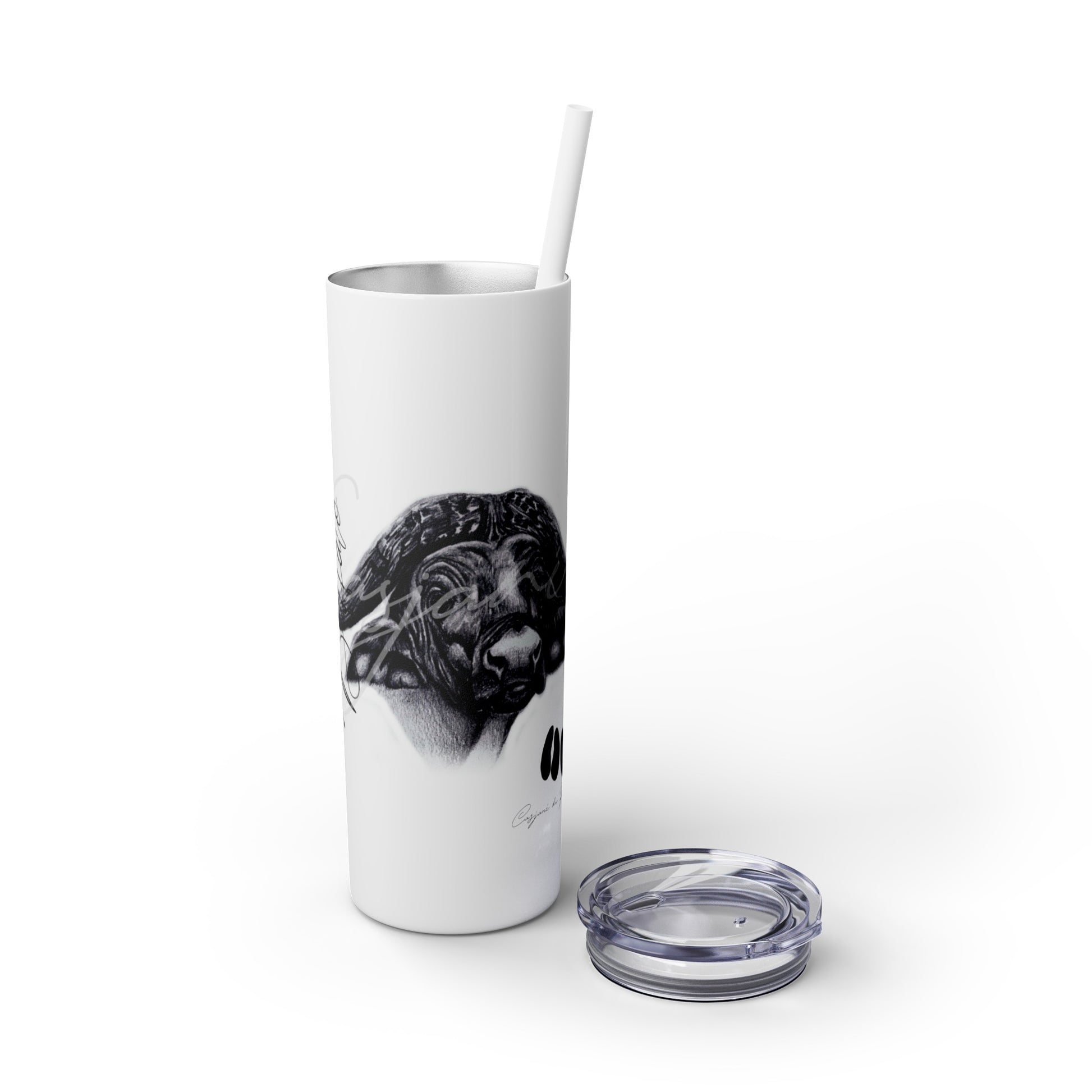 Hand sketched buffalo 20oz tumbler from front