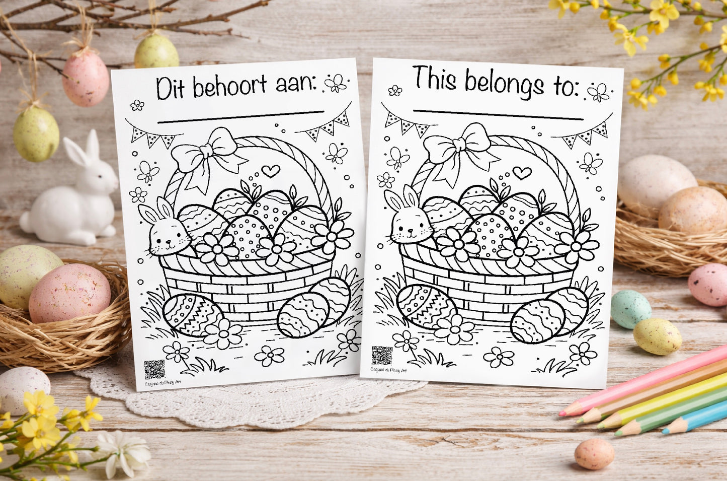 Easter Coloring Pages – A4 Printable JPEG | Instant Download