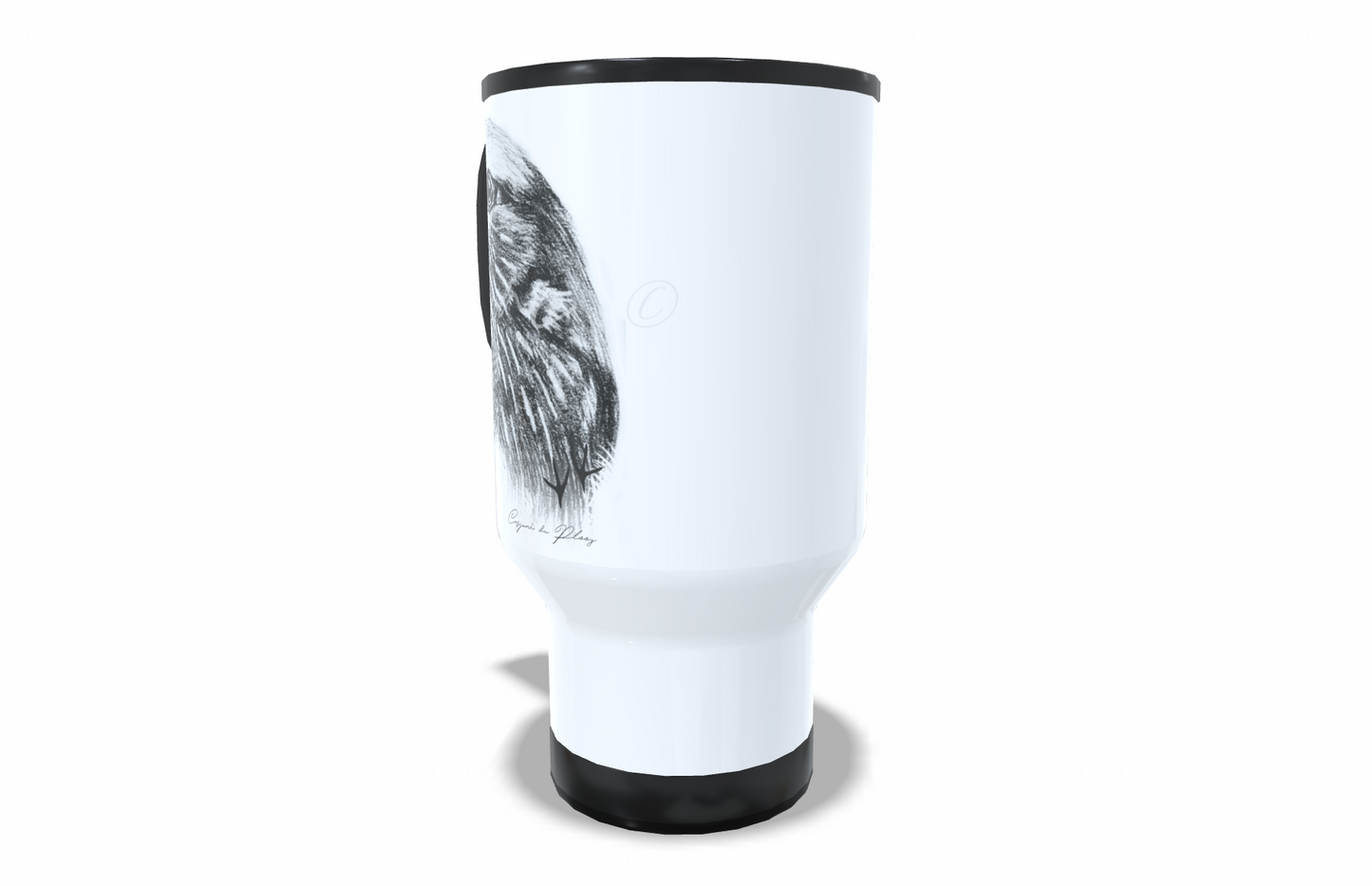 Lilac-breasted-roller Stainless Steel Travel Mug right view - Hand-Drawn by Casjané du Plooy Art