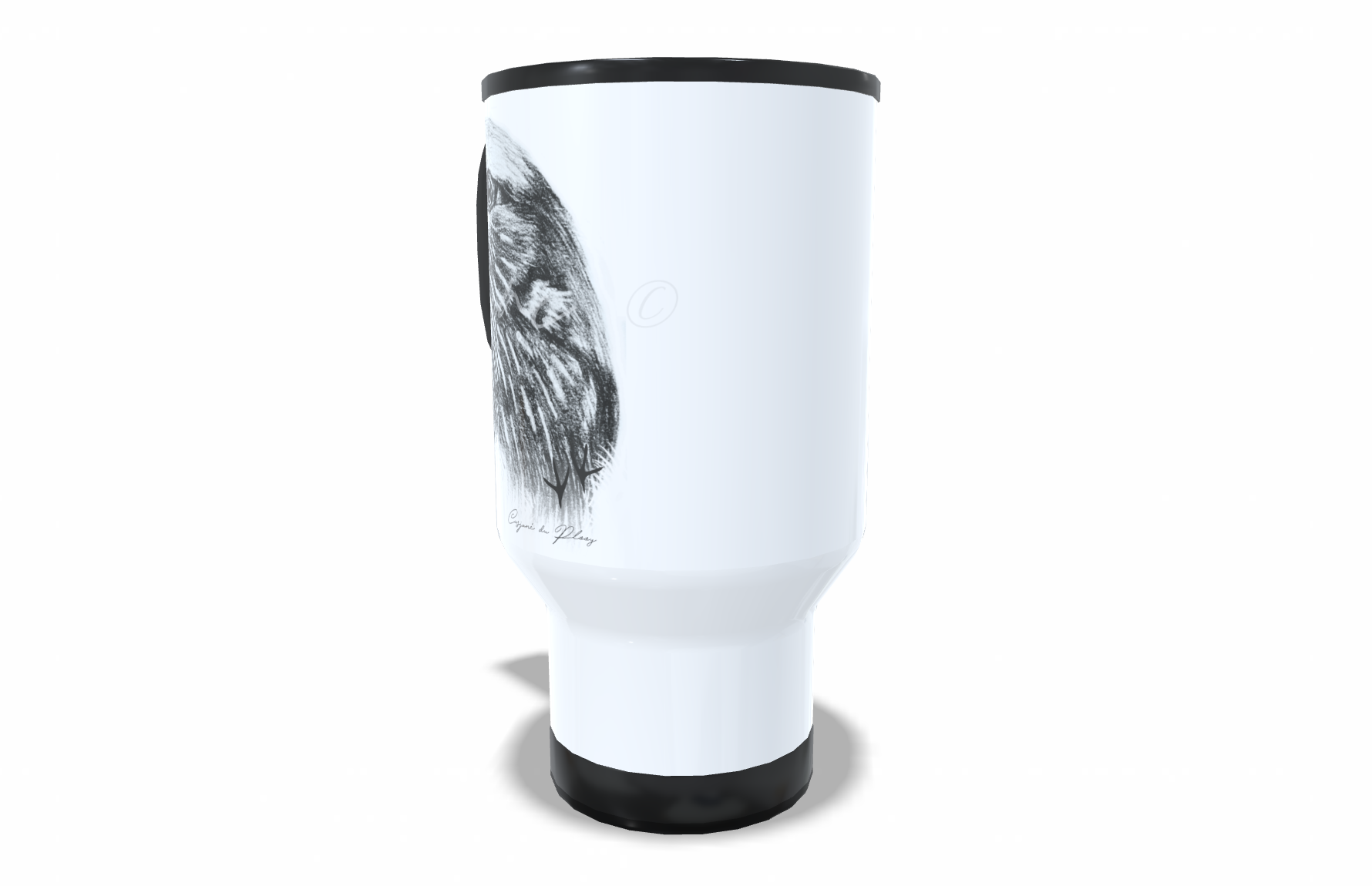 Lilac-breasted-roller Stainless Steel Travel Mug right view - Hand-Drawn by Casjané du Plooy Art