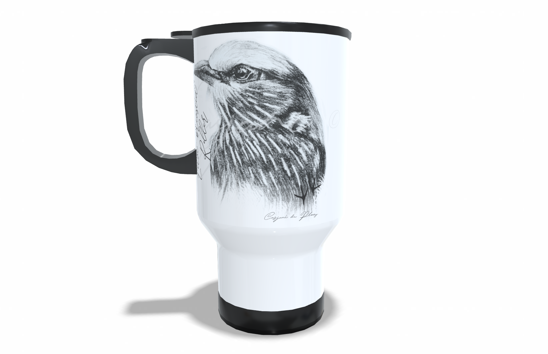 Lilac - Breasted Roller Stainless Steel Travel Mug front view - Hand-Drawn by Casjané du Plooy Art