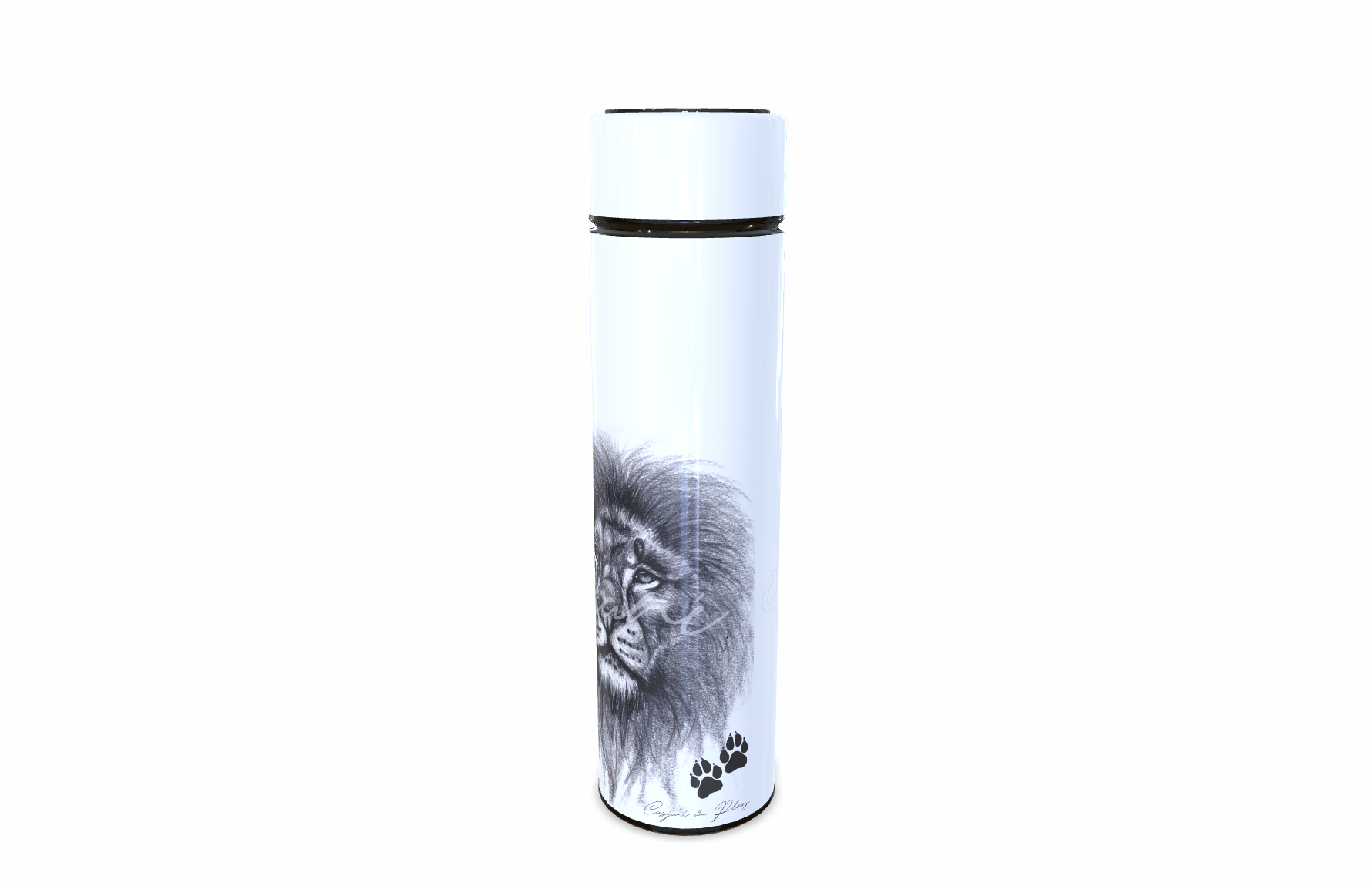 Lion 450ml Thermal flasks right view - Hand-Drawn by Casjané du plooy Art