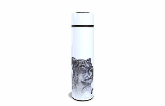 Lioness 450ml Thermal flasks front view - Hand-Drawn by Casjané du plooy Art