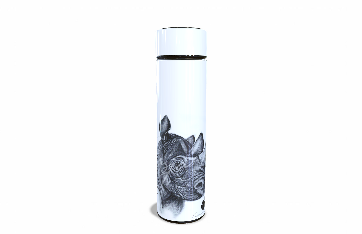 Rhino 450ml Thermal flasks front view - Hand-Drawn by Casjané du plooy Art