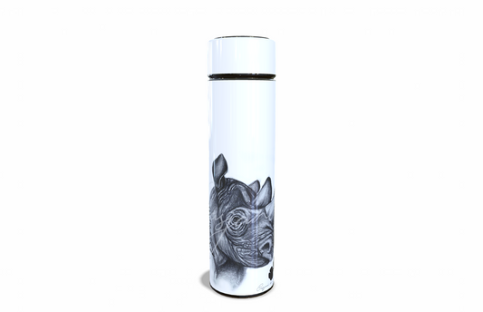 Rhino 450ml Thermal flasks front view - Hand-Drawn by Casjané du plooy Art