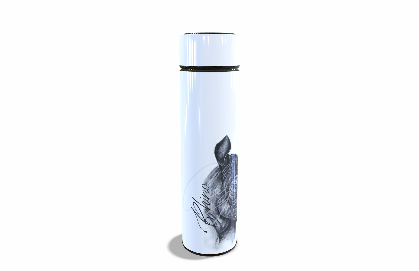 Rhino 450ml Thermal flasks left view - Hand-Drawn by Casjané du plooy Art