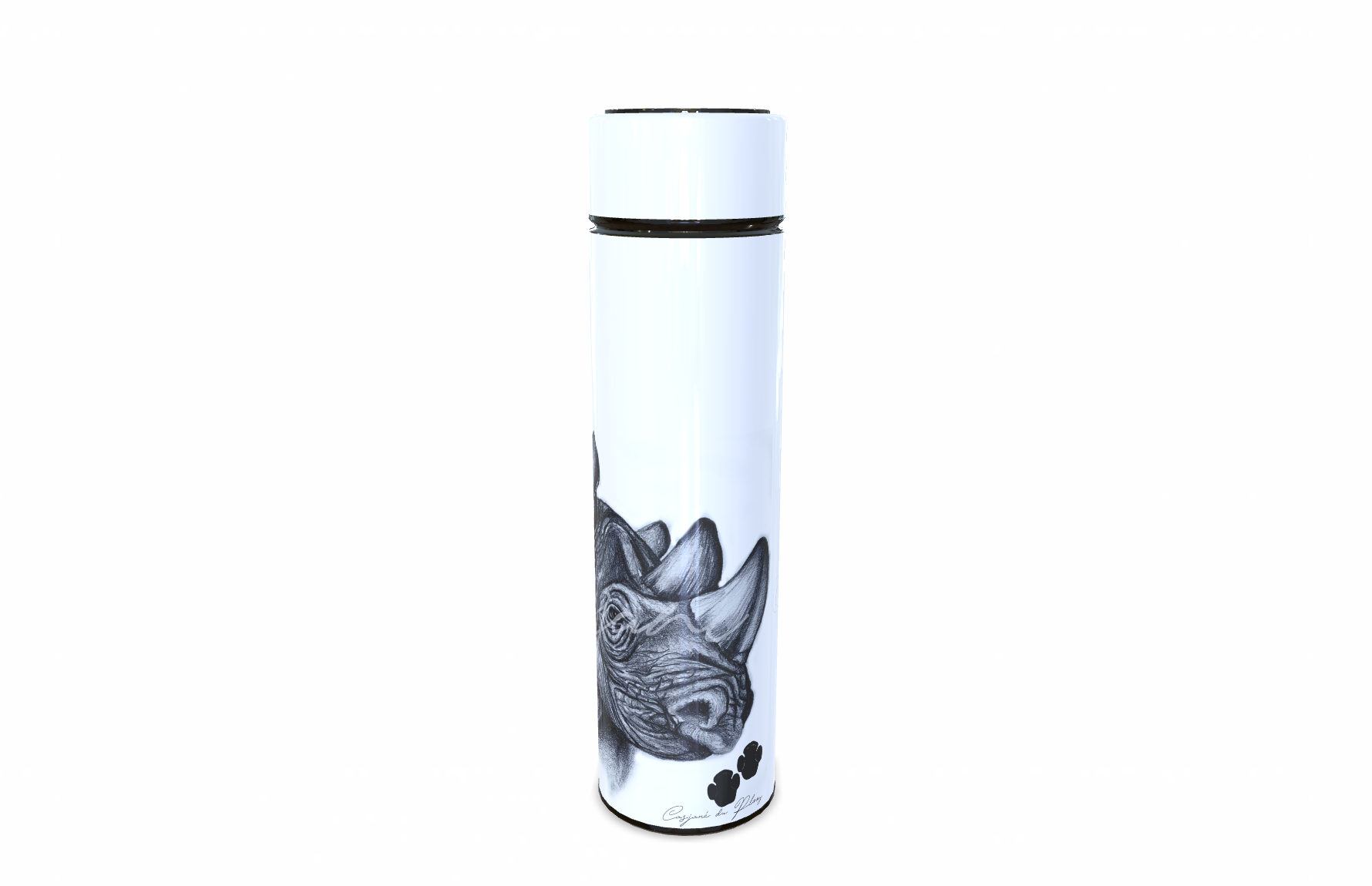 Rhino 450ml Thermal flasks right view - Hand-Drawn by Casjané du plooy Art