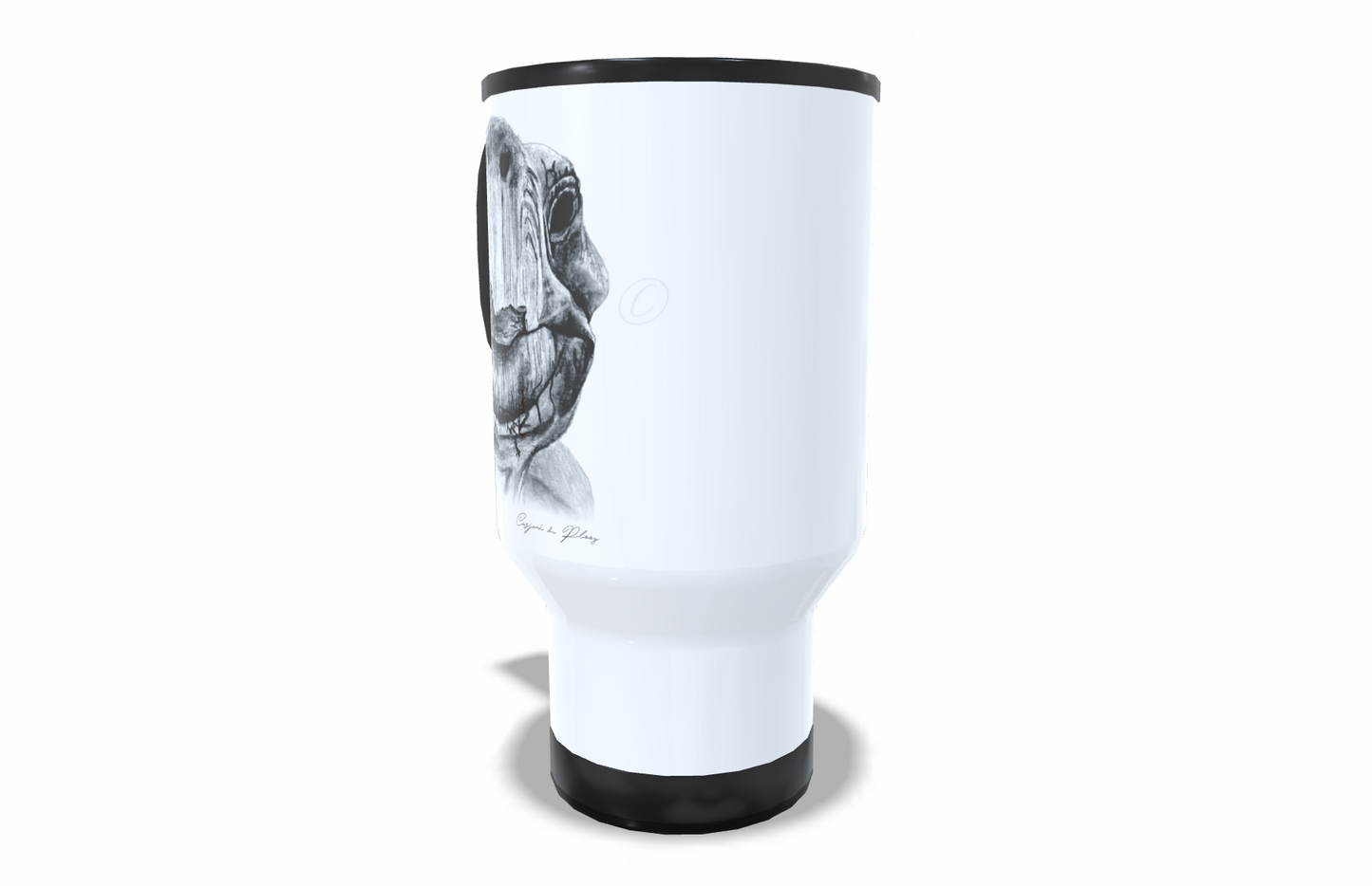 Tortoise Stainless Steel Travel Mug right view - Hand-Drawn by Casjané du Plooy Art