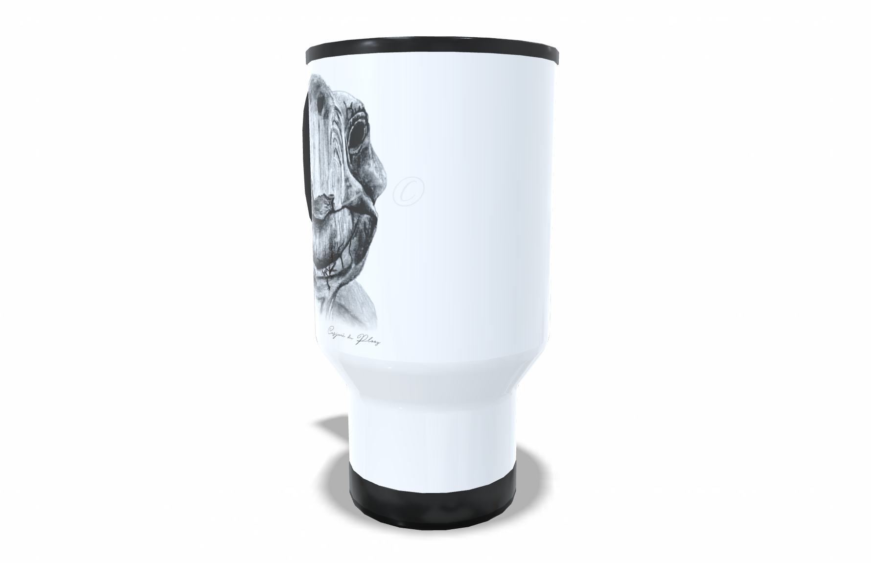 Tortoise Stainless Steel Travel Mug right view - Hand-Drawn by Casjané du Plooy Art