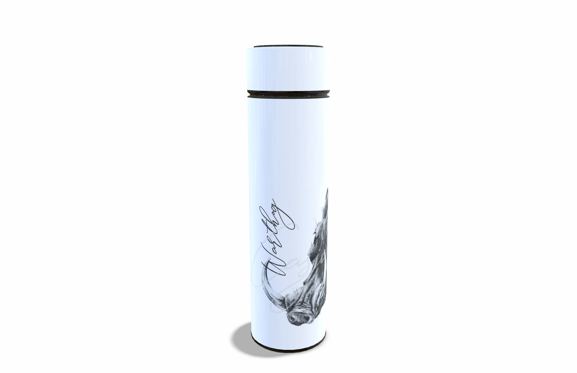 Warthog 450ml Thermal flasks Left view - Hand-Drawn by Casjané du plooy Art