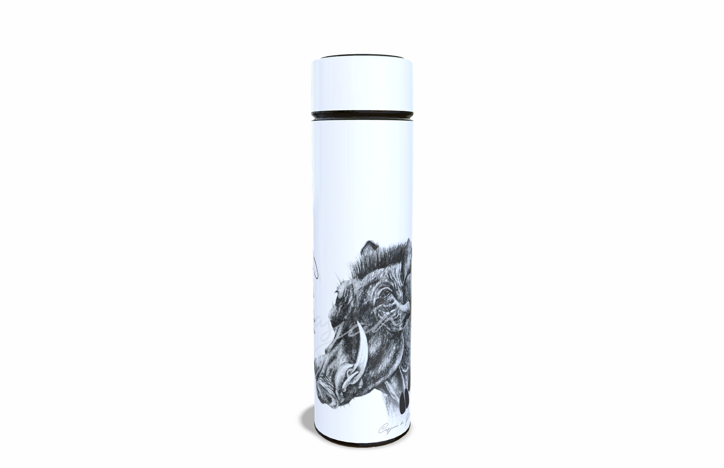 Warthog 450ml Thermal flasks front view - Hand-Drawn by Casjané du plooy Art