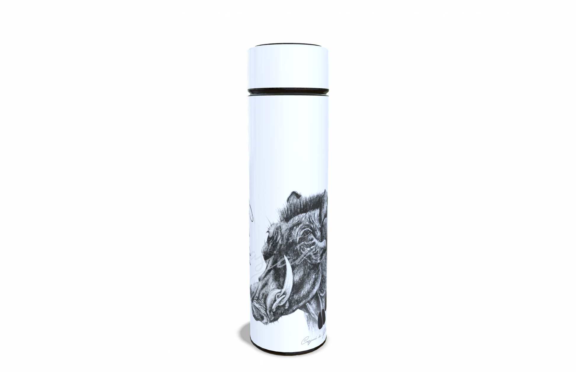 Warthog 450ml Thermal flasks front view - Hand-Drawn by Casjané du plooy Art