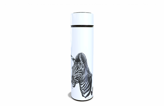 Zebra 450ml Thermal flasks front view - Hand-Drawn by Casjané du plooy Art