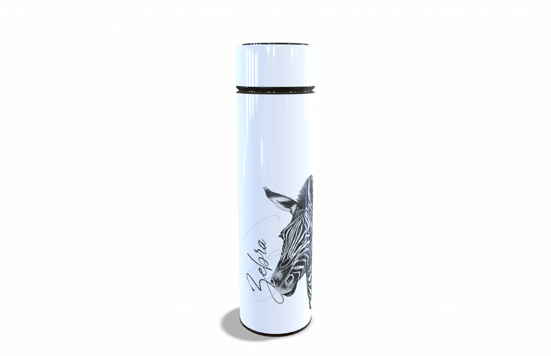 Zebra 450ml Thermal flasks left view - Hand-Drawn by Casjané du plooy Art