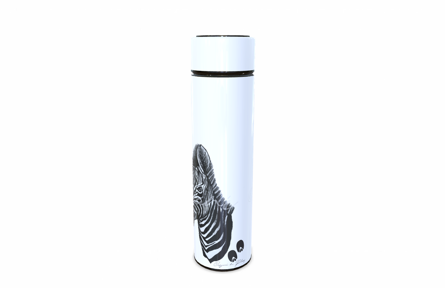 Zebra 450ml Thermal flasks right view - Hand-Drawn by Casjané du plooy Art