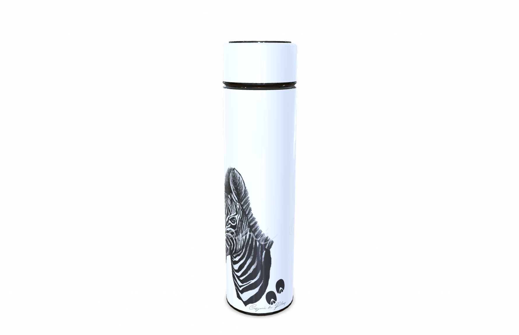Zebra 450ml Thermal flasks right view - Hand-Drawn by Casjané du plooy Art